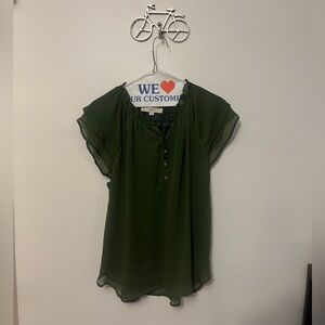 LOFT short sleeve ruffle blouse